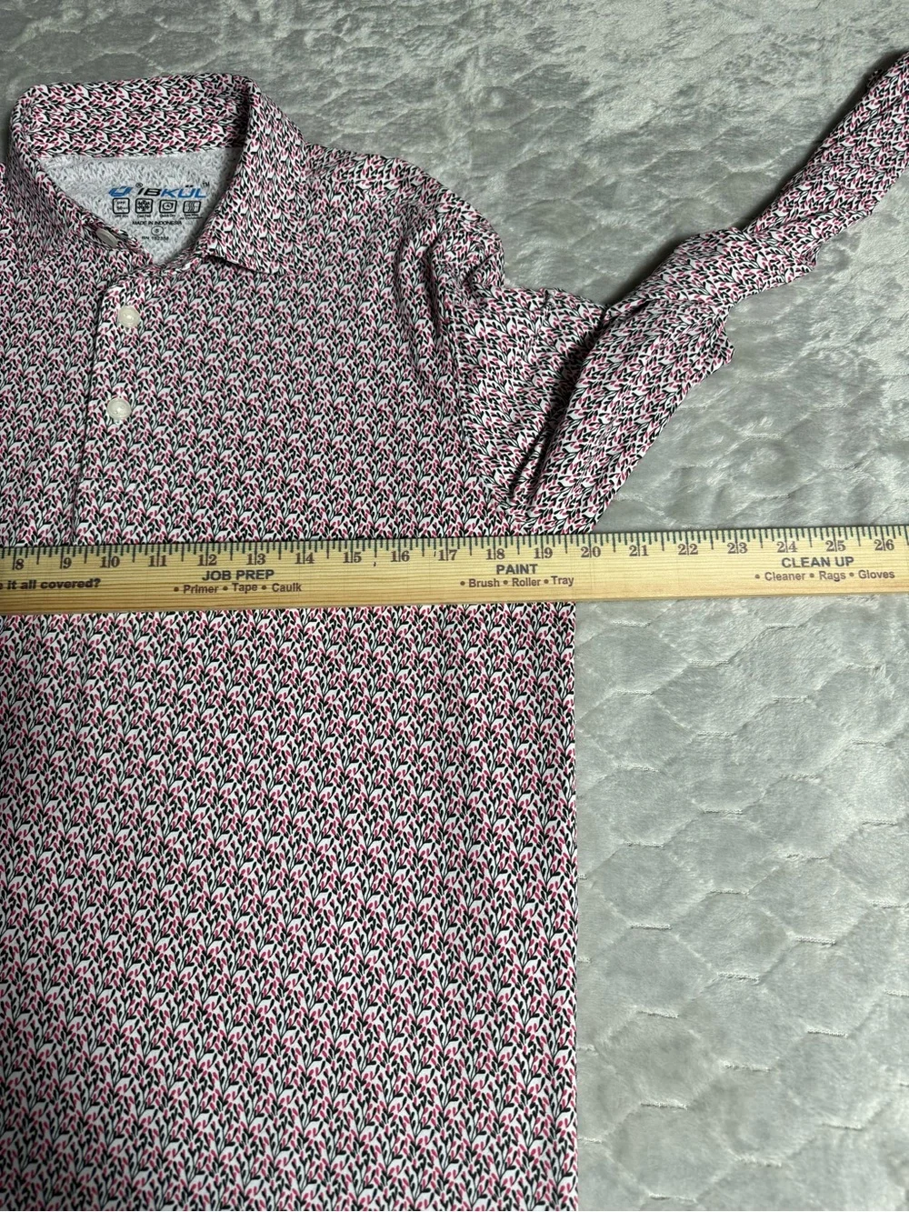 IBKUL Long Sleeve Performance‎ Golf Polo Small Floral Resort Preppy